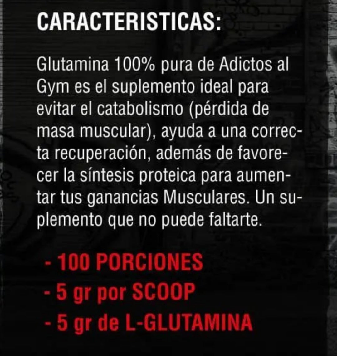 Glutamina Pura 100% Sin Sabor 100 Servicios (500 g) | Dark Matter