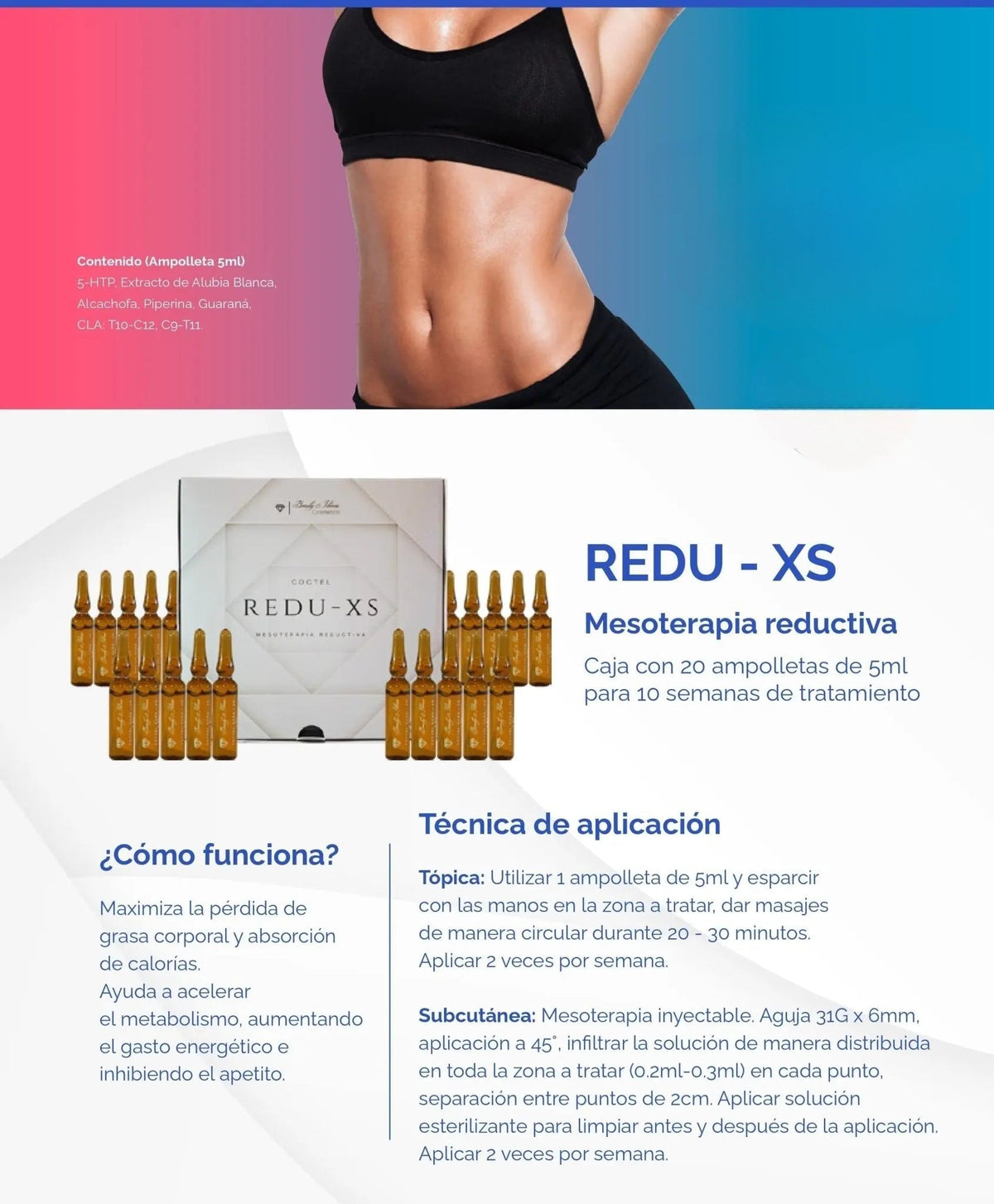 Redu-XS 5 ml – Solución estética corporal especializada   Aesthetic Therapy Solution | Beauty & Fitness