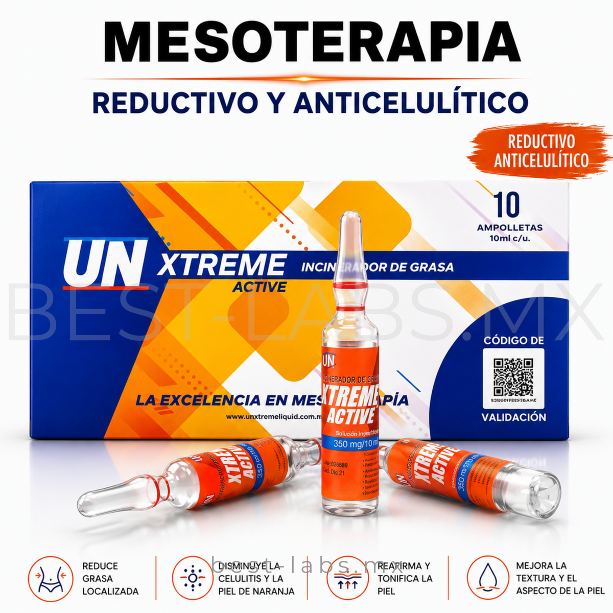 Xtreme Active 🔥 Reductivo y anticelulítico 🔥 / Ampolletas de 10 ml | MESOTERAPIA LICUID XTREME