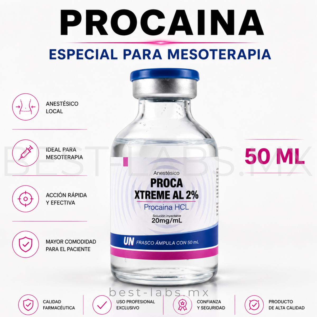 PROCAINA AL 2% CERO DOLOR ESPECIAL PARA MESOTERAPIA / 50 ML