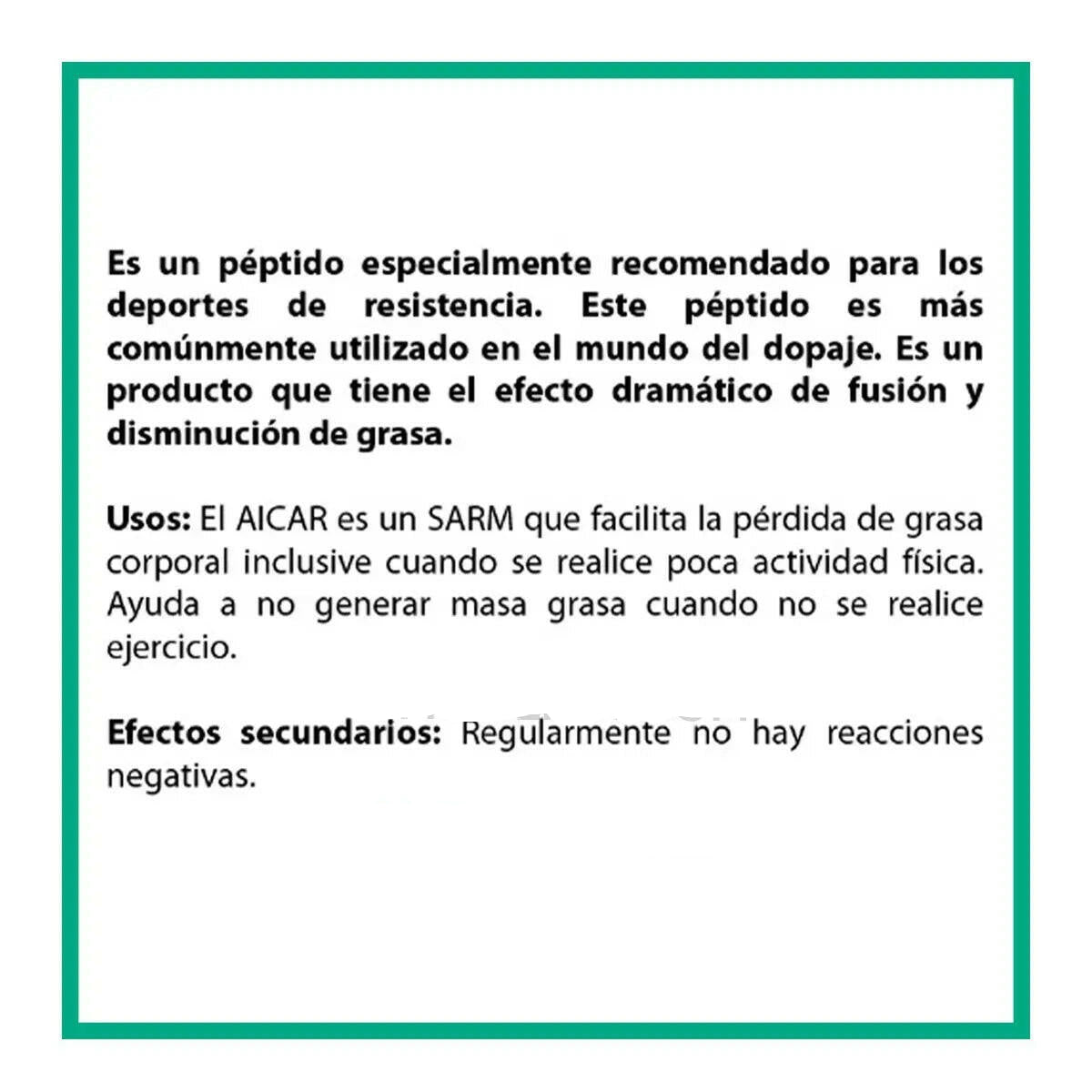 AICAR 25 MG | PEPTIDO DE PERDIDA DE GRASA Y RESISTENCIA FÍSICA (DOPAJE) | 80 TABLETAS | SMART PHARMACEUTICAL - PEPTIDOS