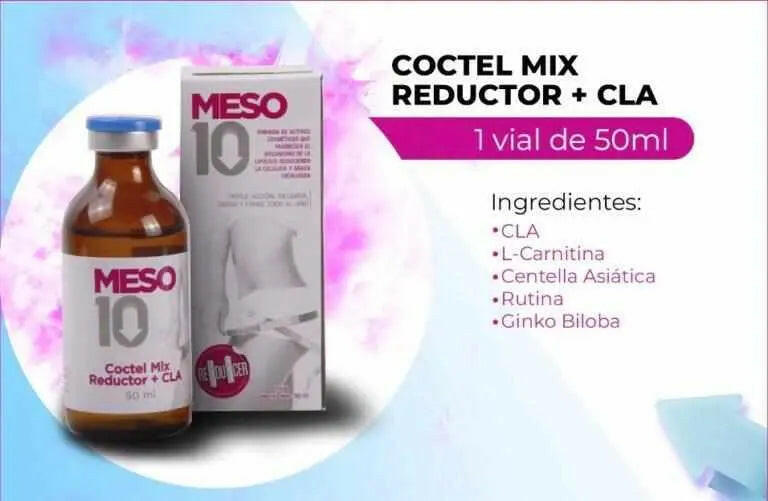 Coctel Mix Reductor más CLA / CLA, Carnitina, Centella Asiática, Rutina, Ginko Biloba 50 ML | Meso 10 - mesoterapia