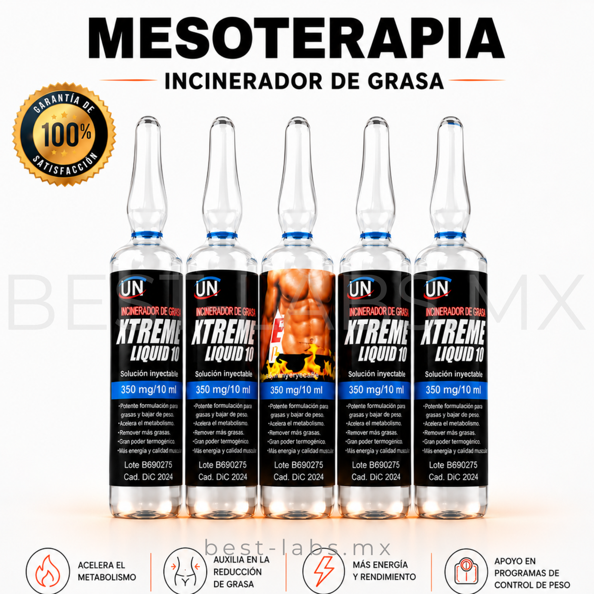 Mesoterapia Líquid Xtreme 350mg / Incinerador de Grasa / Ampolletas de 10 ML | MESOTERAPIA LICUID XTREME
