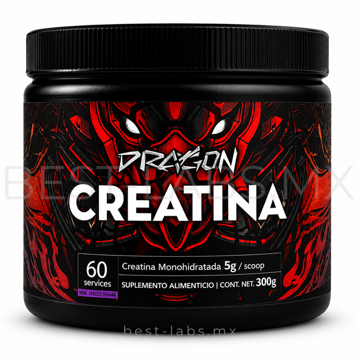 Creatina Monohidratada 300 g 60 servicios (5 g por scoop) – Dragon Pharma