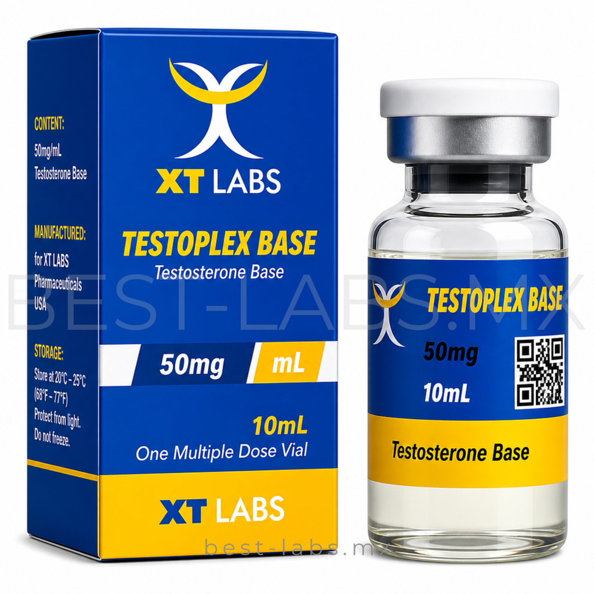 Testoplex Base Agua 50 mg/ml (Testosterona base en suspensión acuosa) frasco con 10 ml | XT Labs