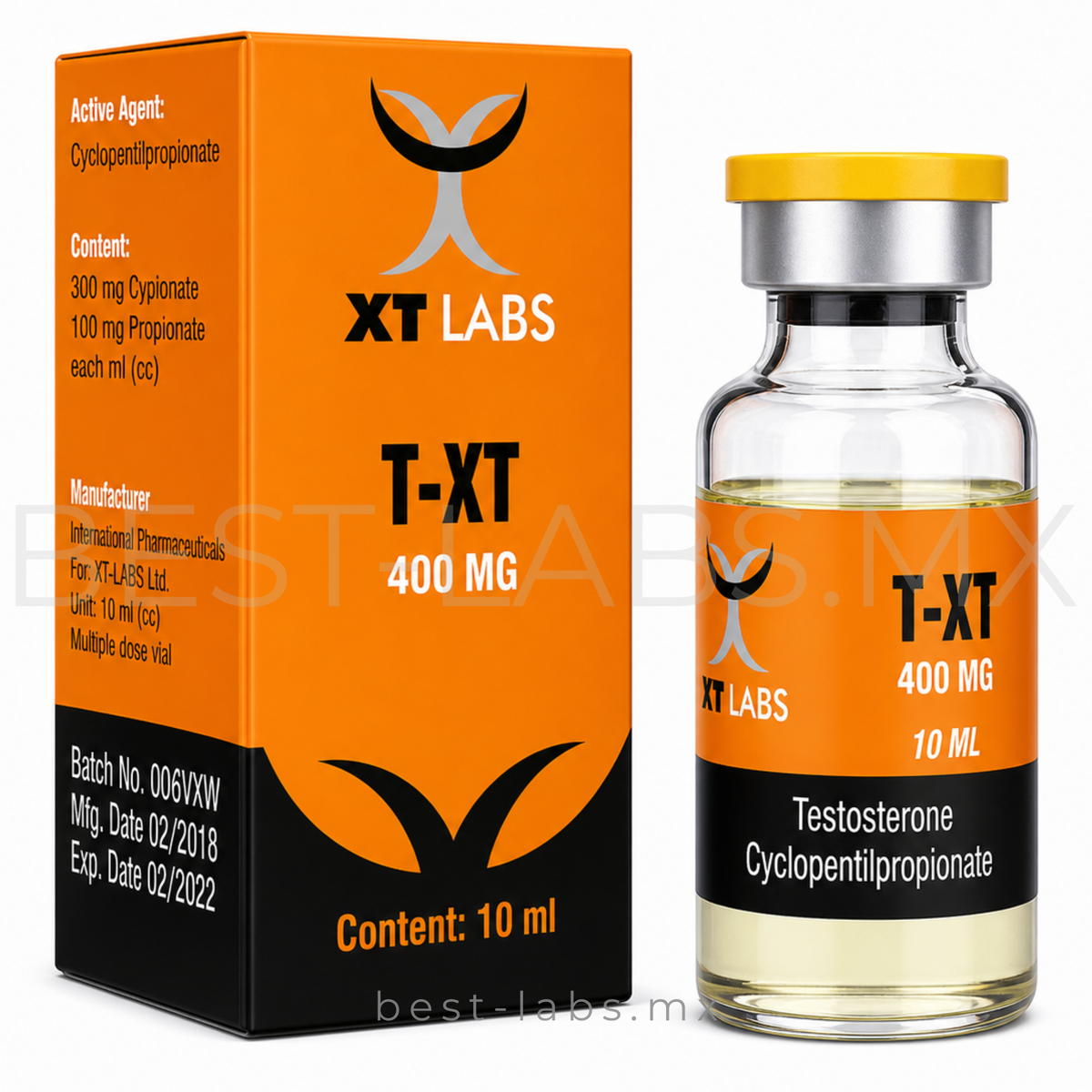 TXT-400 300 mg/ml (Testosterona Cipionato) + 100 mg/ml (Testosterona Propionato) frasco con 10 ml | XT Labs