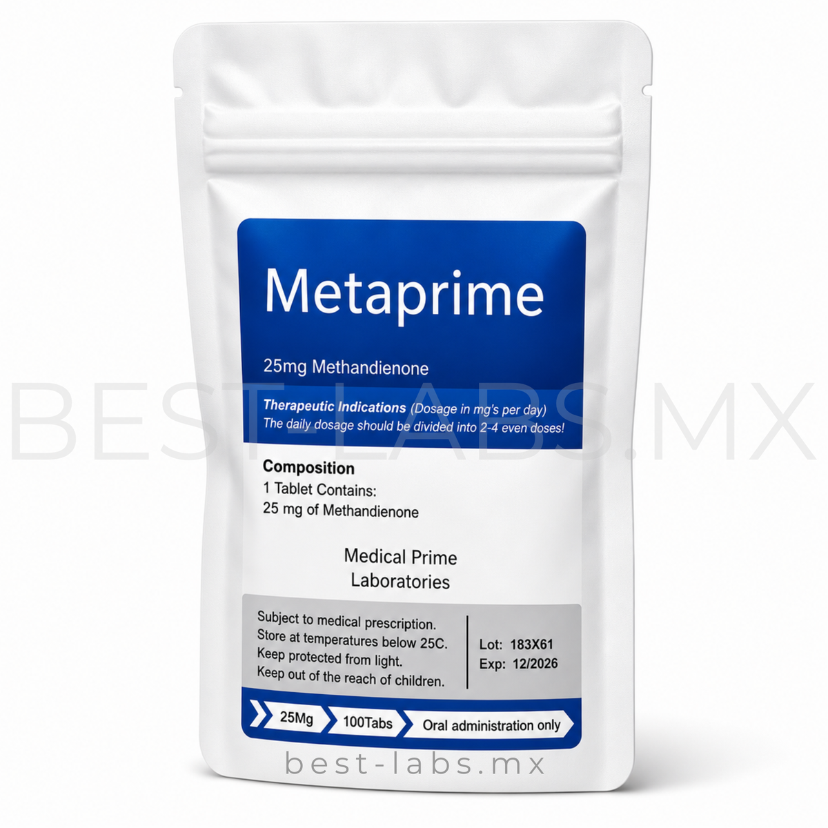 Metaprime (Dianabol / Metandienona) 25 mg 100 tabletas | Medical Prime