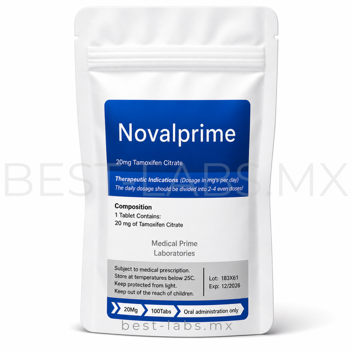 Tamoxifeno NovalPrime (Tamoxifeno / Nolvadex) 20 mg 100 tabletas | Medical Prime