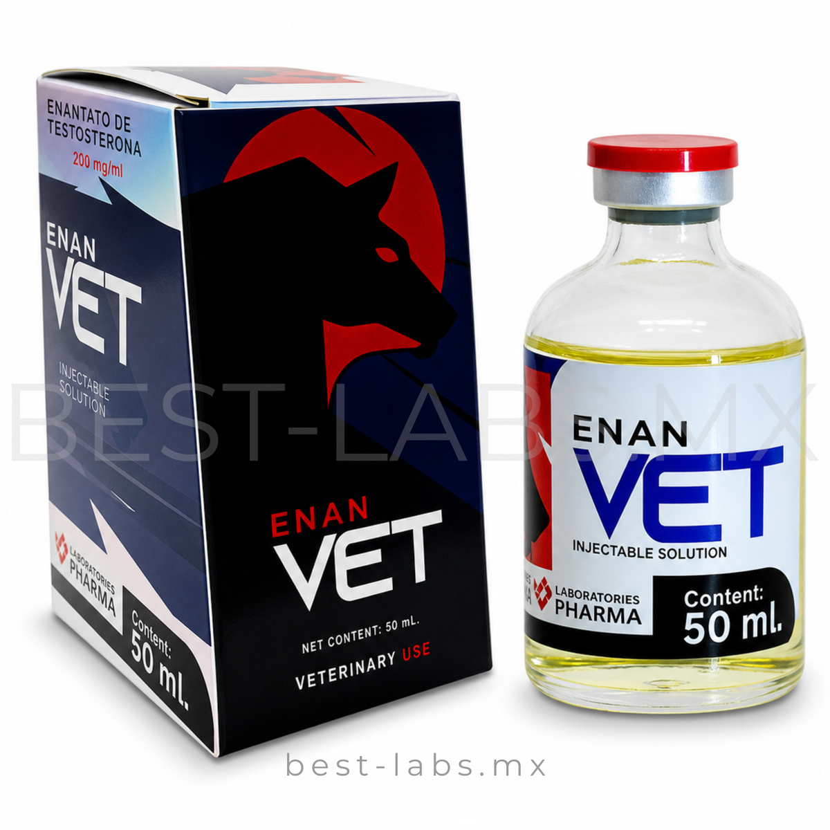 ENAN VET 200mg (Enantato de Testosterona) Frasco de 50 ML - VETER IIX PHARMA LABORATORY