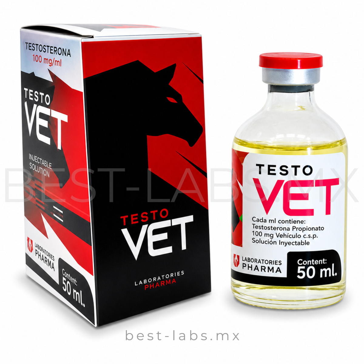 TESTO VET  375 (Propionato 90mg + Undecanoato 145mg/ml + Cipionato 140mg) Frasco de 50 ML - VETER IIX PHARMA LABORATORY