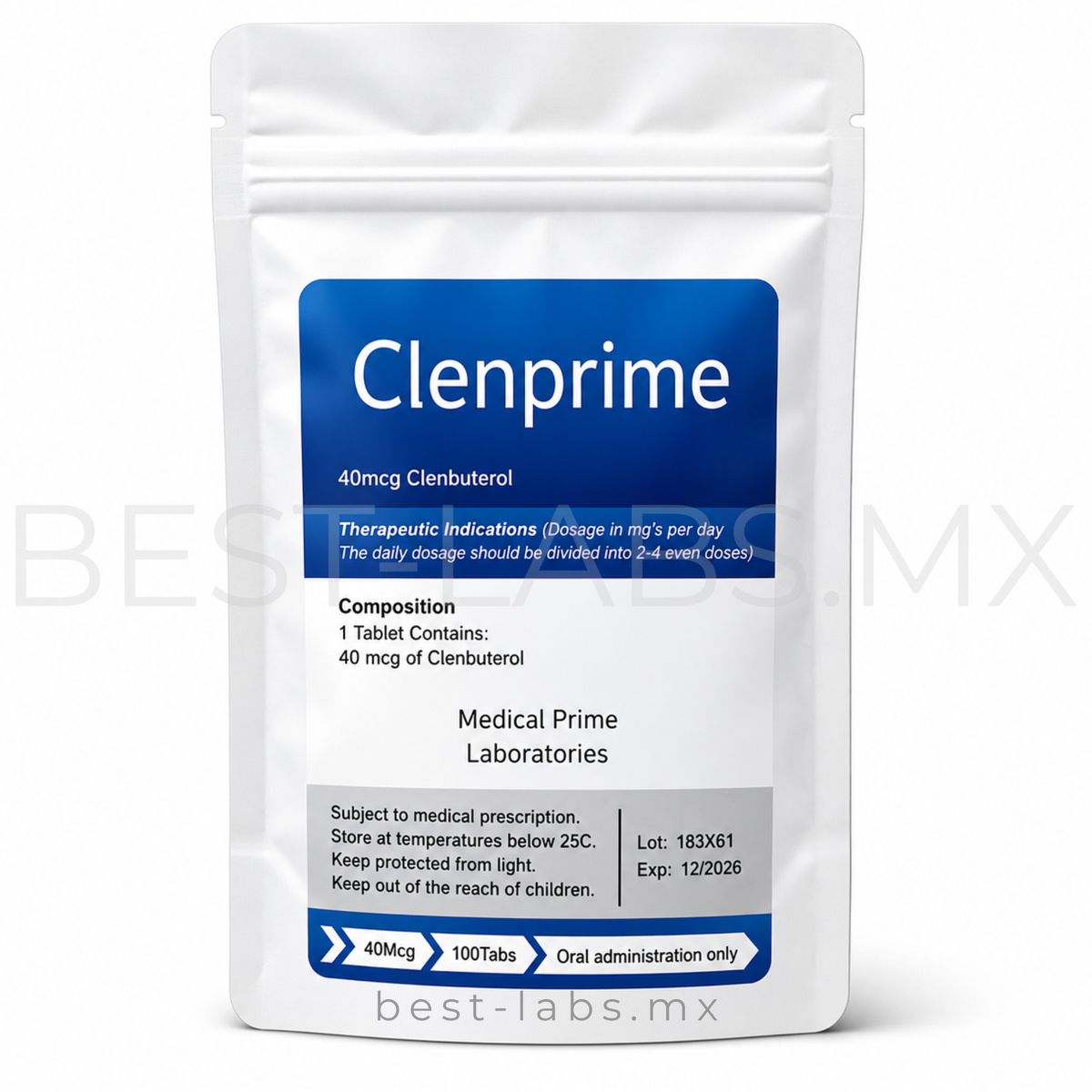 ClenPrime (Clembuterol) 40 mcg 100 tabletas | Medical Prime