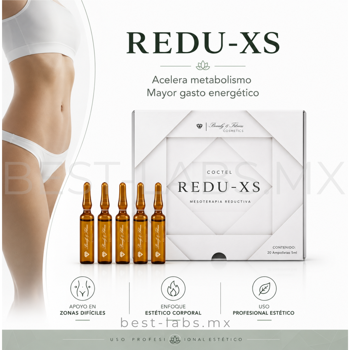 Redu-XS 5 ml – Solución estética corporal especializada   Aesthetic Therapy Solution | Beauty & Fitness