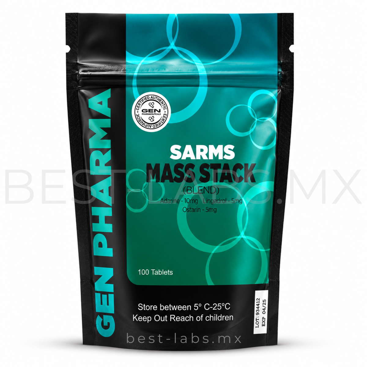 Mass stack 20 mg (Andarine 10 mg + Ligandrol 5 mg + Ostarine 5 mg) 60 cápsulas | Gen Pharma